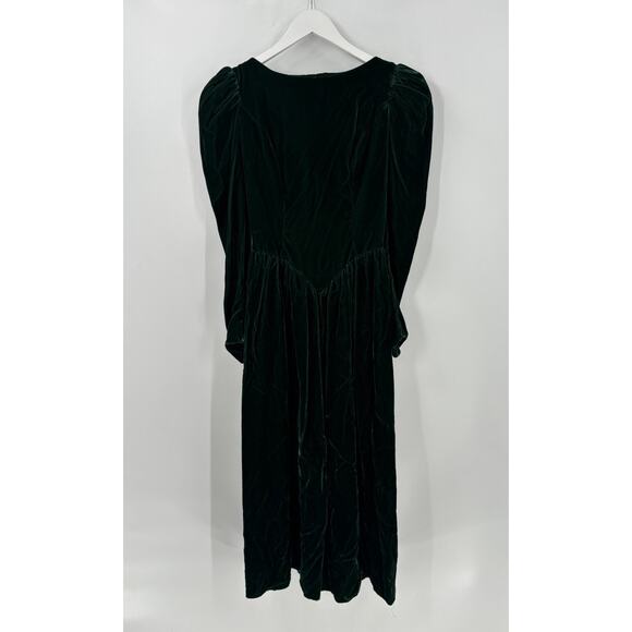 Unbranded Dresses & Skirts - Vintage Dress Womens 8 Green Velvet Union Made Bow Back Maxi Length Holiday